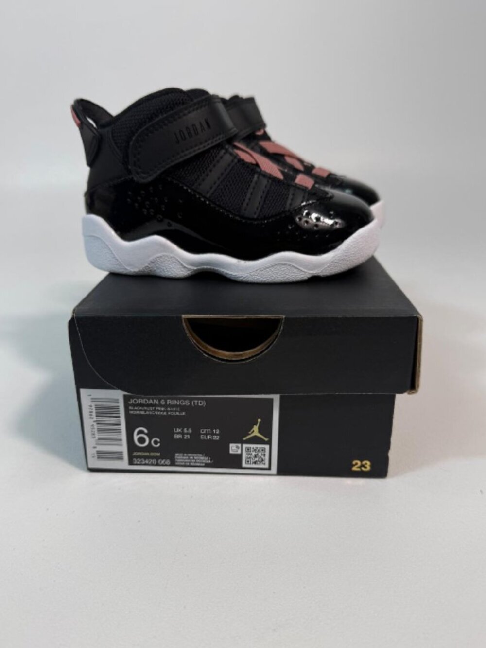 Nike Air Jordan 6 Rings (TD) Toddlers Size 6c Black/White/Rust Pink